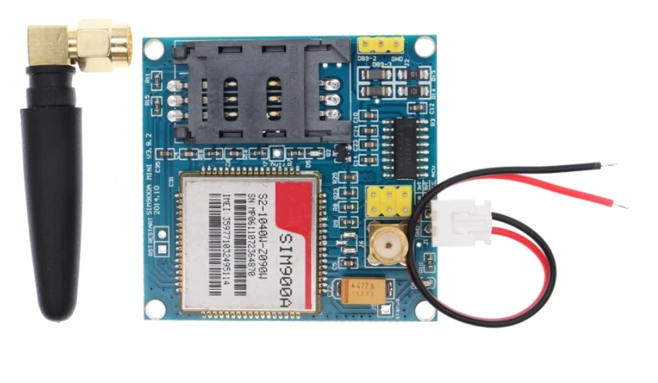 SIM900A Mini V4.0 GSM GPRS Module — Wireless Data Transmission Board with Antenna