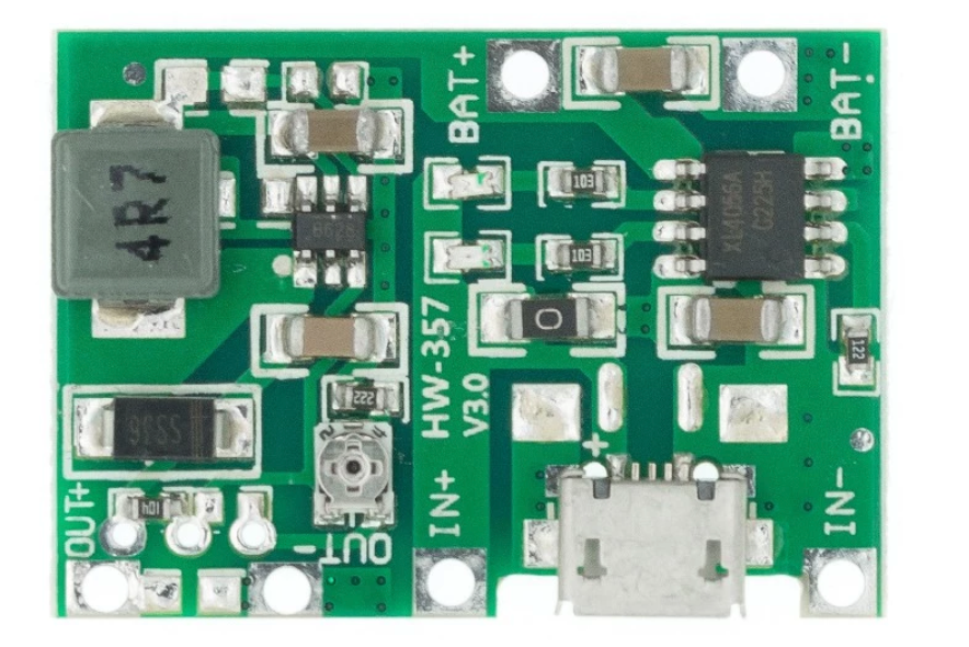 TP4056 Li-ion Battery Charger & DC-DC Boost Module — 3.7V to 5V Step-Up Power Supply for 18650 Cells (DIY Kit)